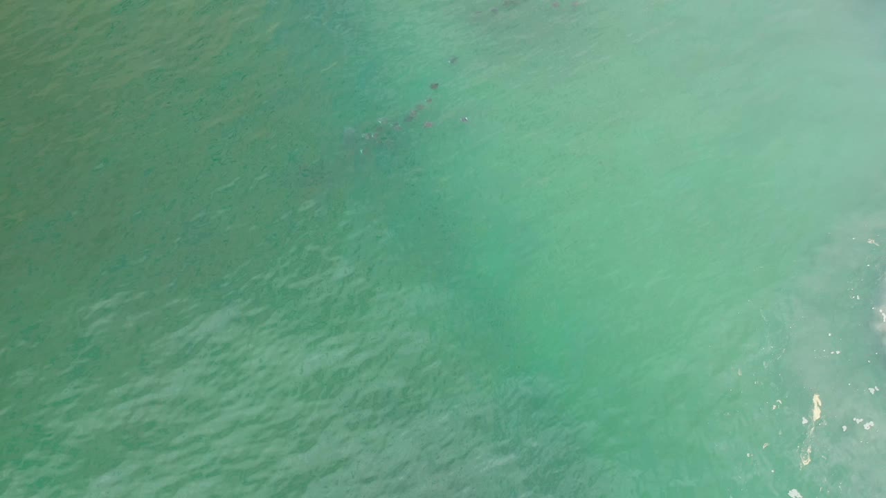 Clear green sea fills the frame in Los Cabos, Mexico, with small white wave highlights near the lower edge and no visible people.
