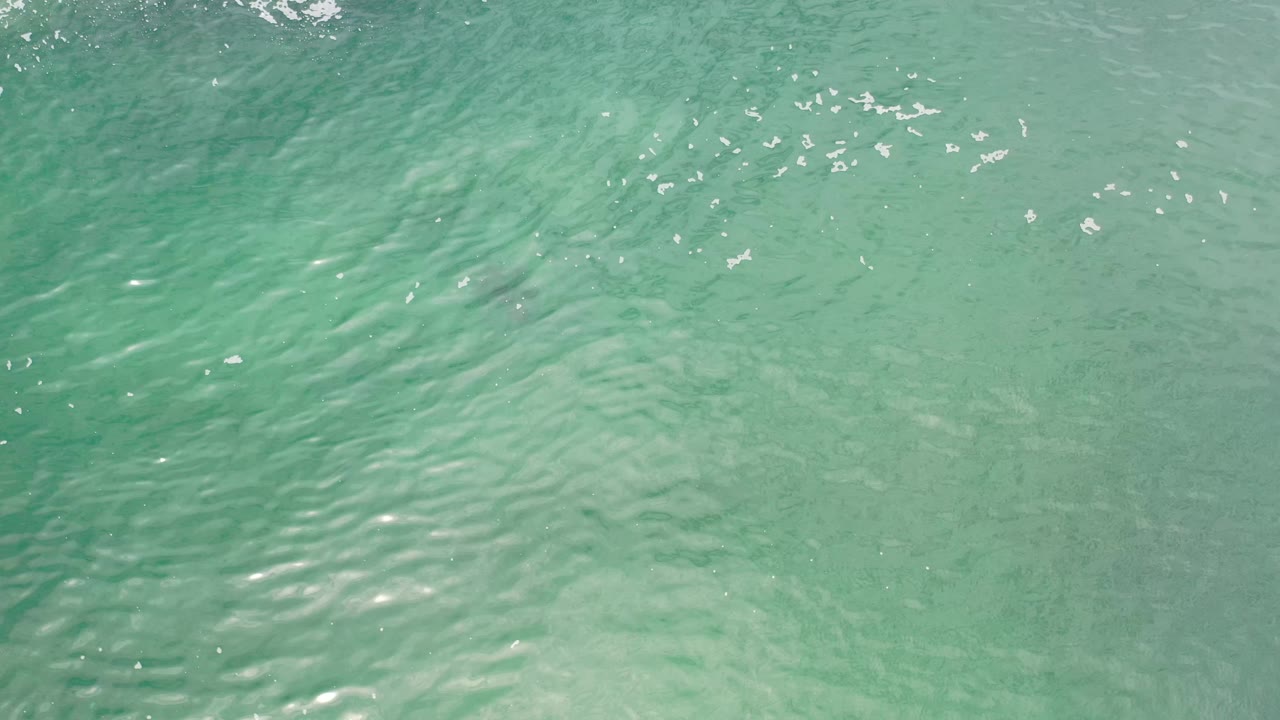 Blue-green shallow water in Los Cabos shows brighter sun flecks near the upper edge with no visible people or structures.