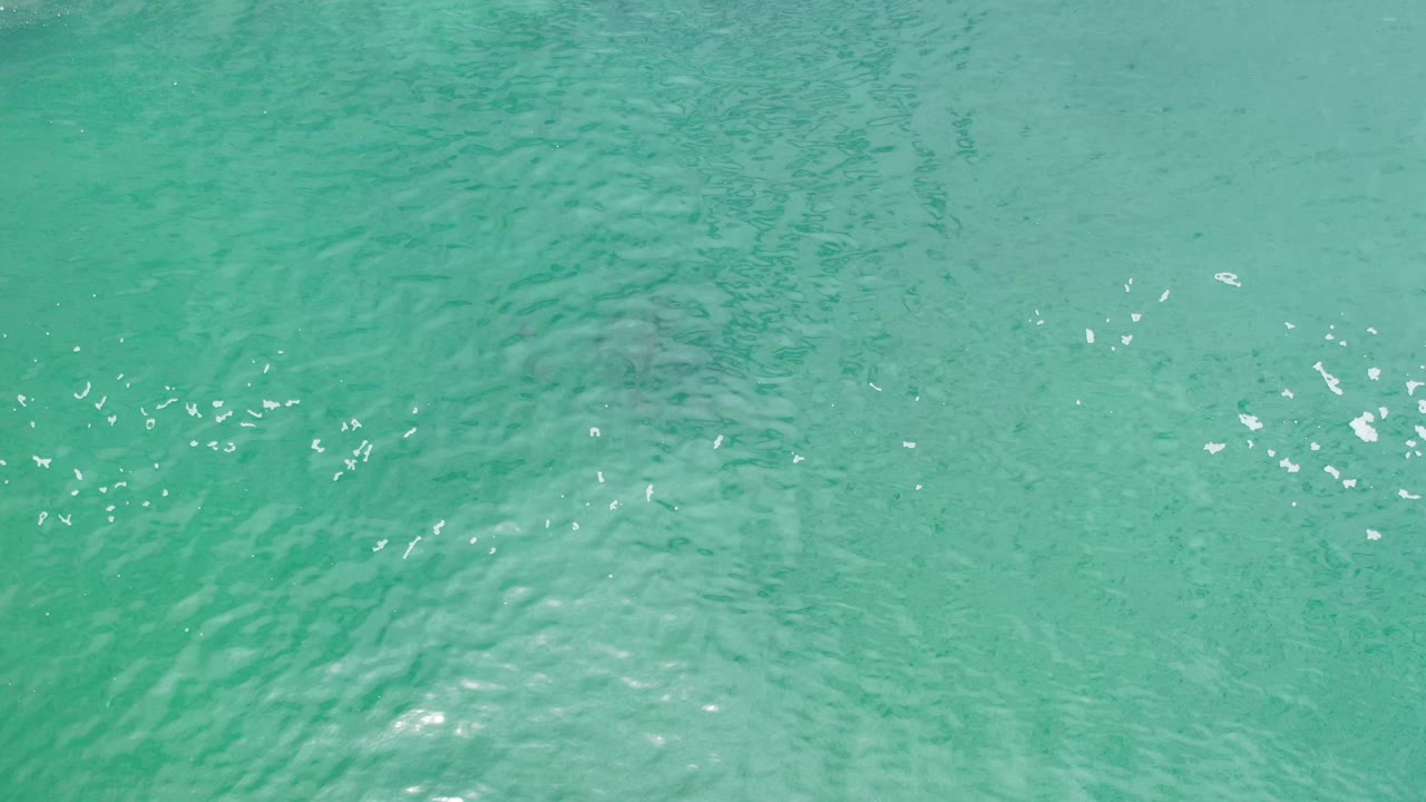 Clear green-blue water in Los Cabos shows a tight cluster of white sunlight flecks across the middle of the frame, with no visible people.
