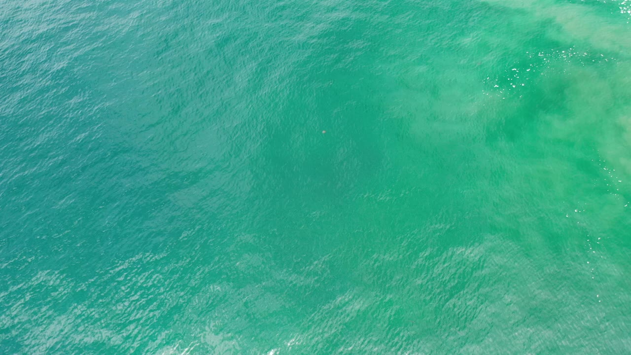 Blue green water with bright surface flecks