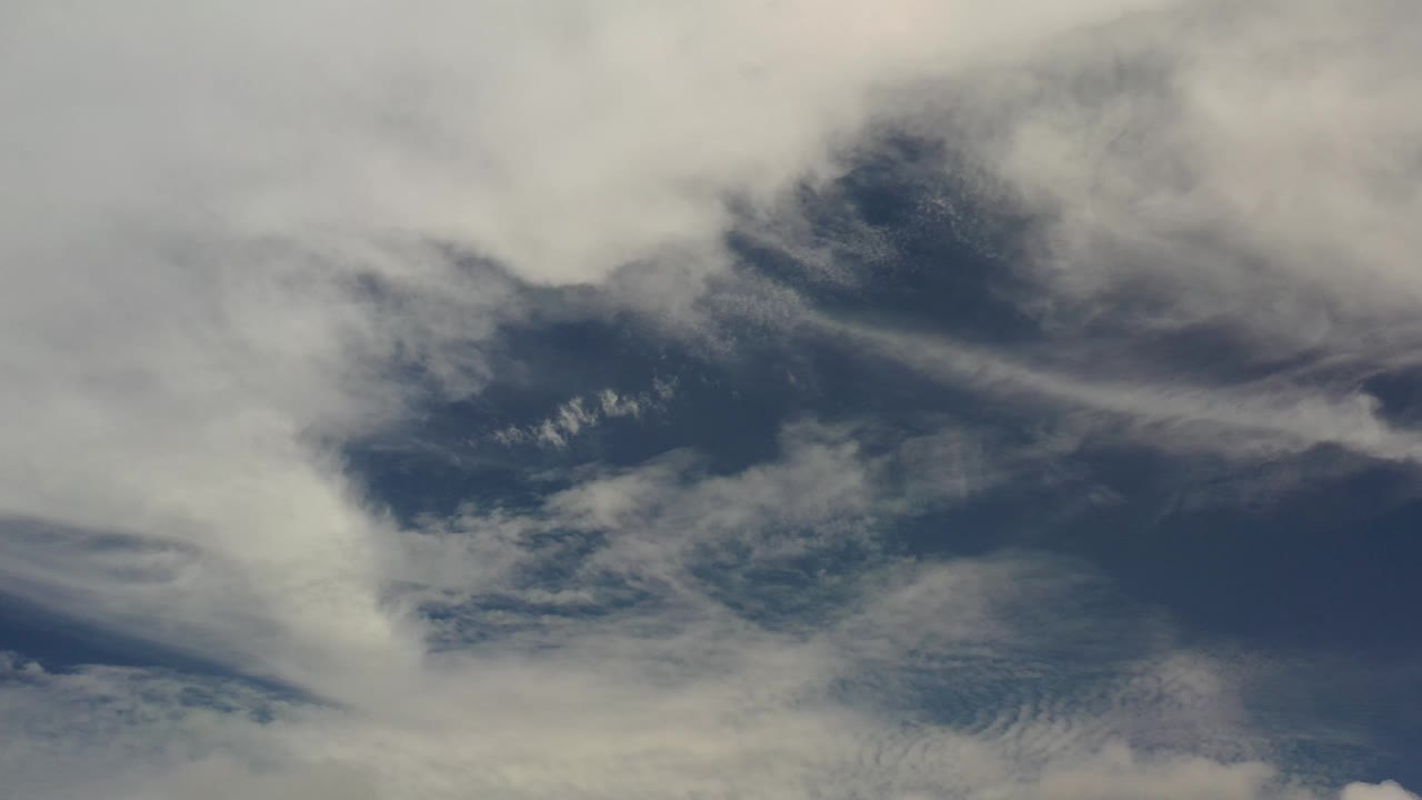 Cloudy blue sky with pale white cloud layers.