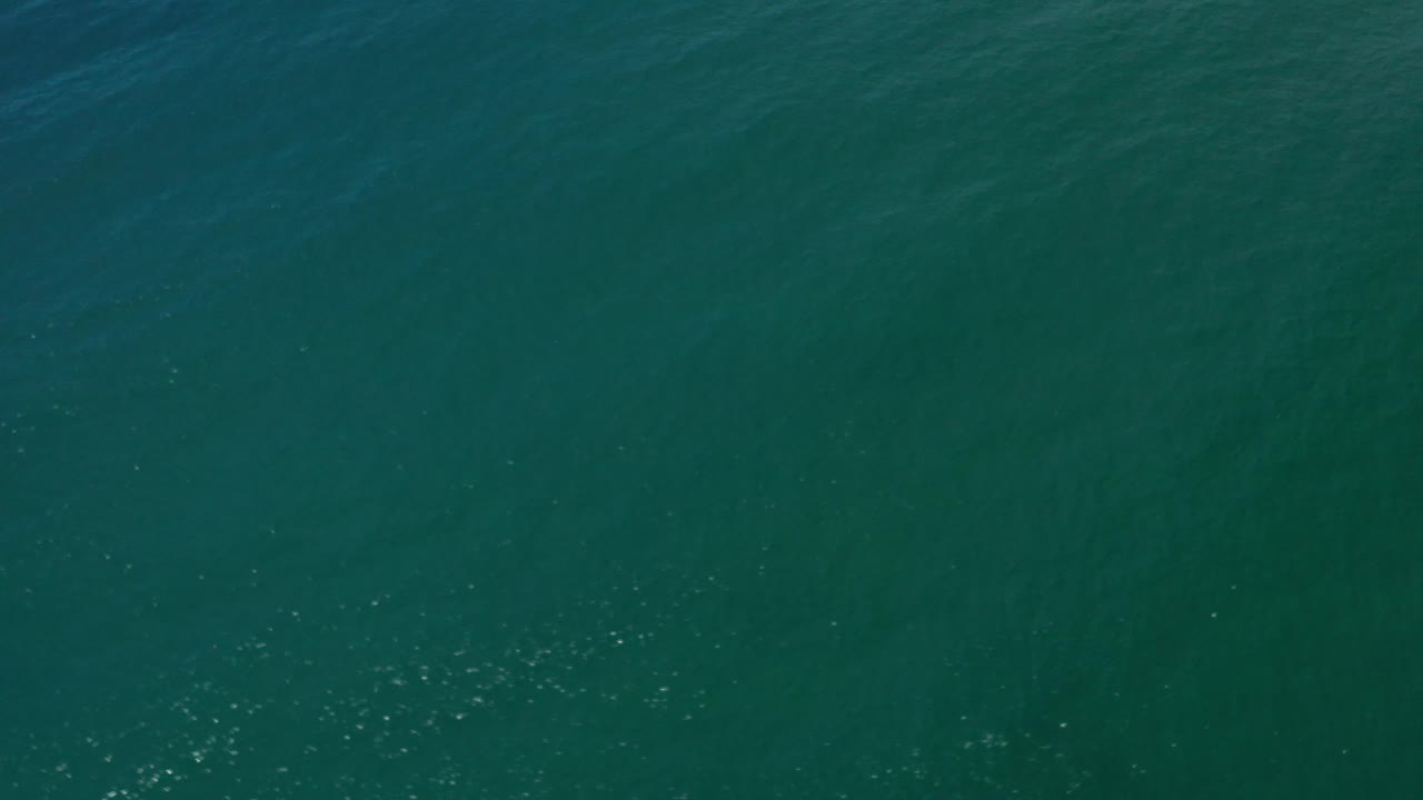 Open green ocean with soft ripples and scattered white reflections.