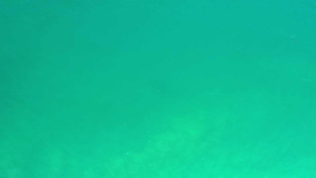 Opening frame of blue-green underwater water in Los Cabos, Mexico, with faint suspended particles and no visible people.