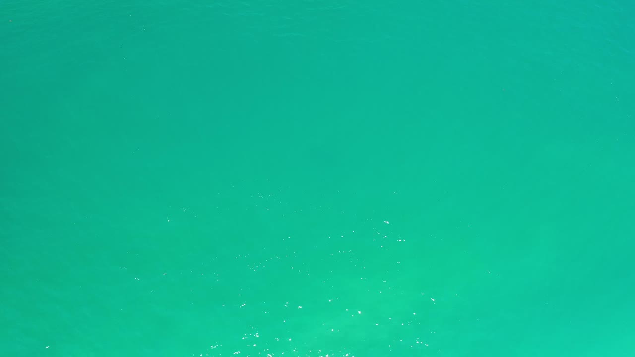 Teal Los Cabos water continues across the full frame, with a loose band of brighter flecks near the surface and no visible people.