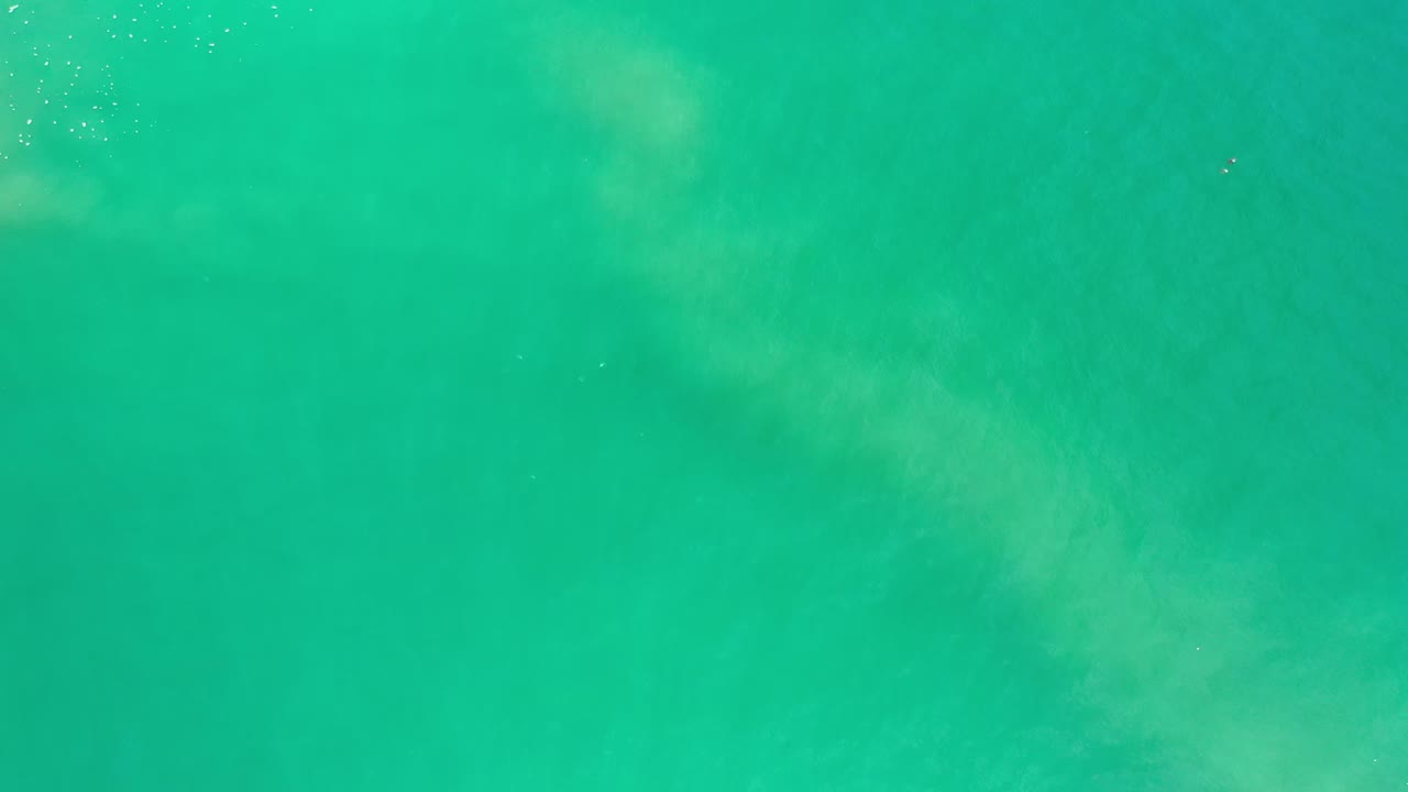 Clear green sea in Los Cabos, Mexico fills the first frame, with soft pale underwater patterns and no visible people.