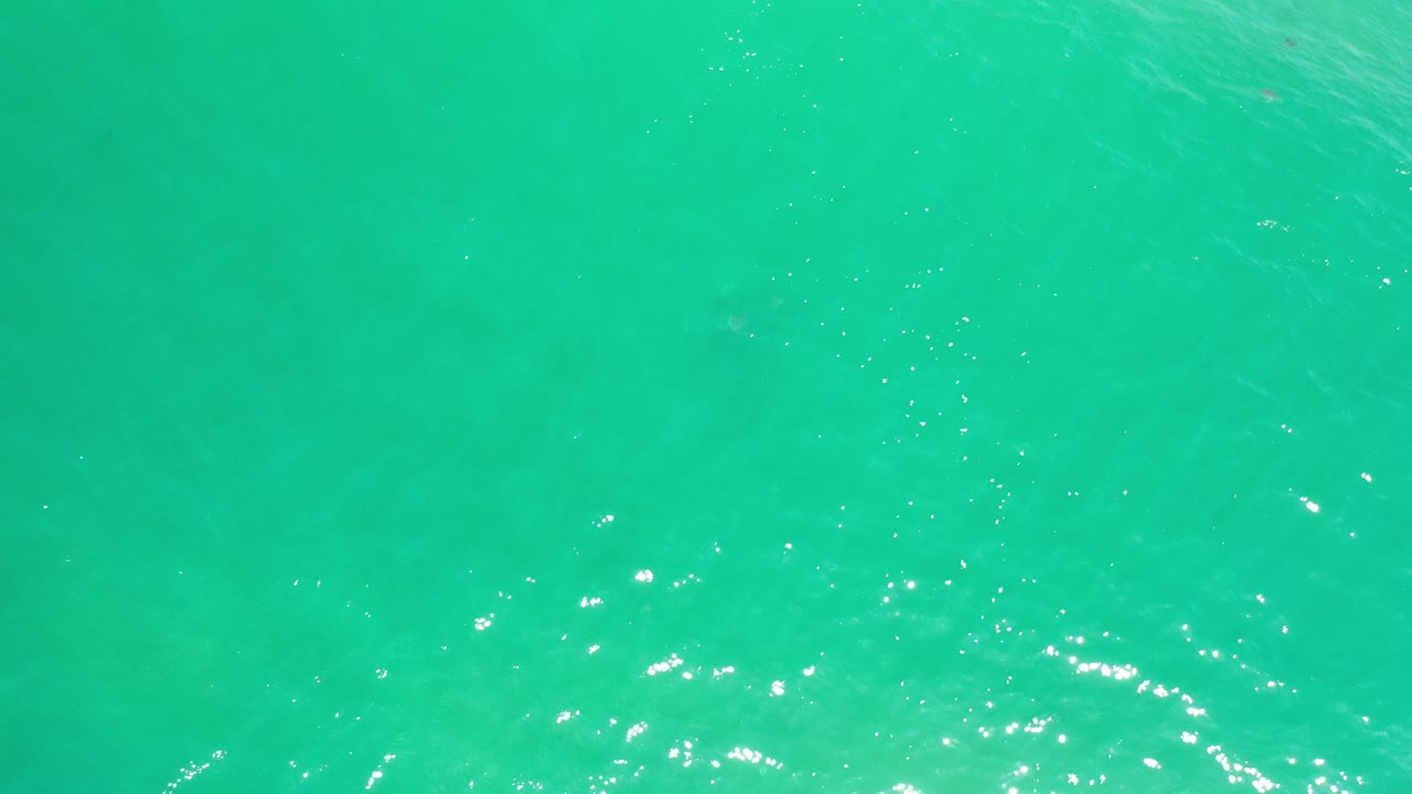 Overhead view of turquoise Los Cabos ocean water with scattered sun glints across the surface and no visible people.