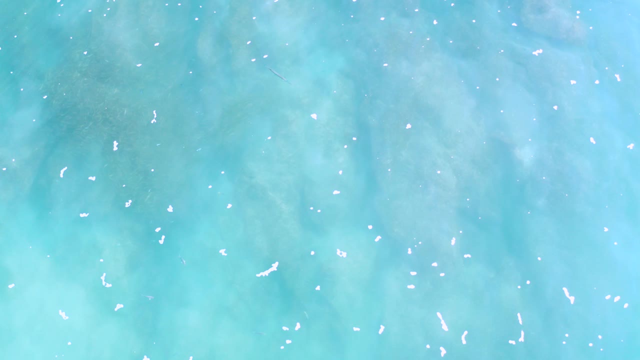 Overhead view of clear turquoise seawater in Los Cabos, Mexico, with faint submerged texture and no visible people.