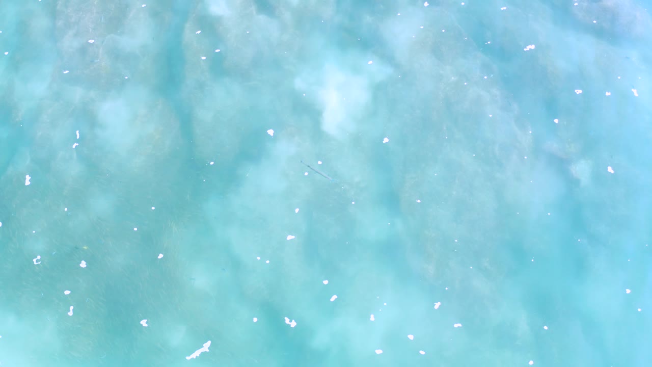 Soft blue and green water texture fills the Los Cabos frame, with scattered white highlights and no visible people.