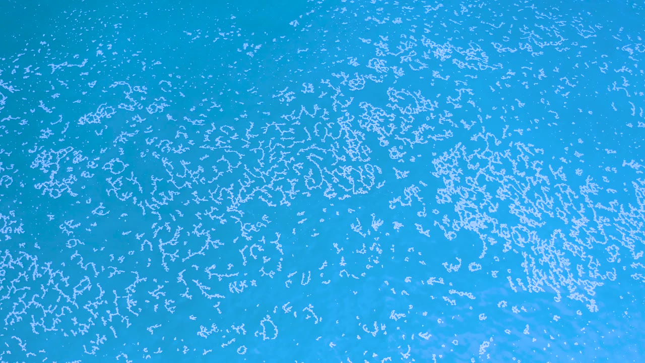 Top-down ocean texture in Los Cabos, Mexico, showing white foam scattered over blue water with no land or visible people.