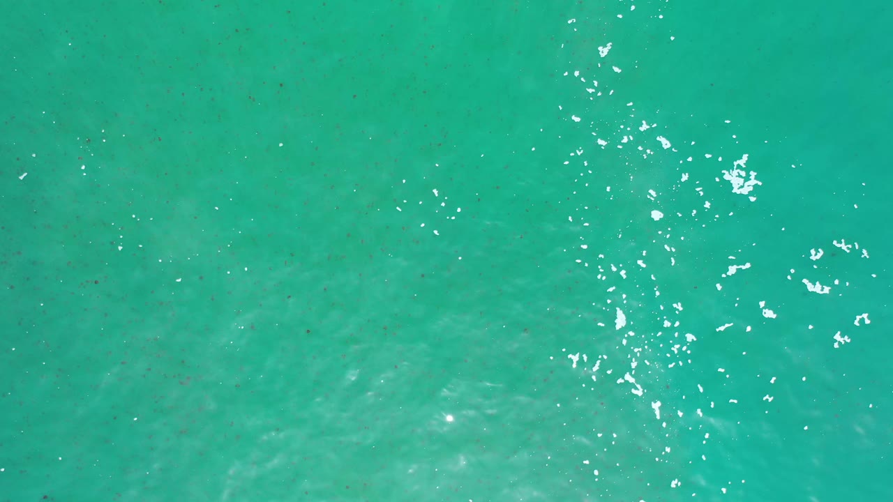 Overhead Los Cabos sea surface with scattered white foam slightly higher in frame and no visible people.
