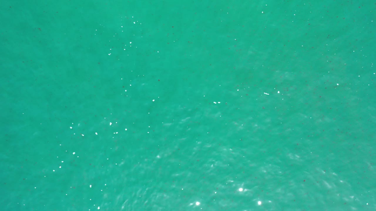 Opening frame of green turquoise ocean water in Los Cabos, Mexico, with scattered bright reflections and no visible people.