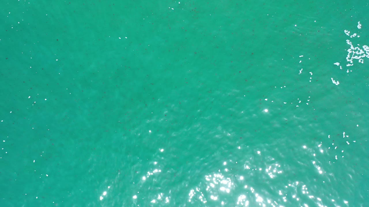 Aquamarine ocean water with white foam flecks