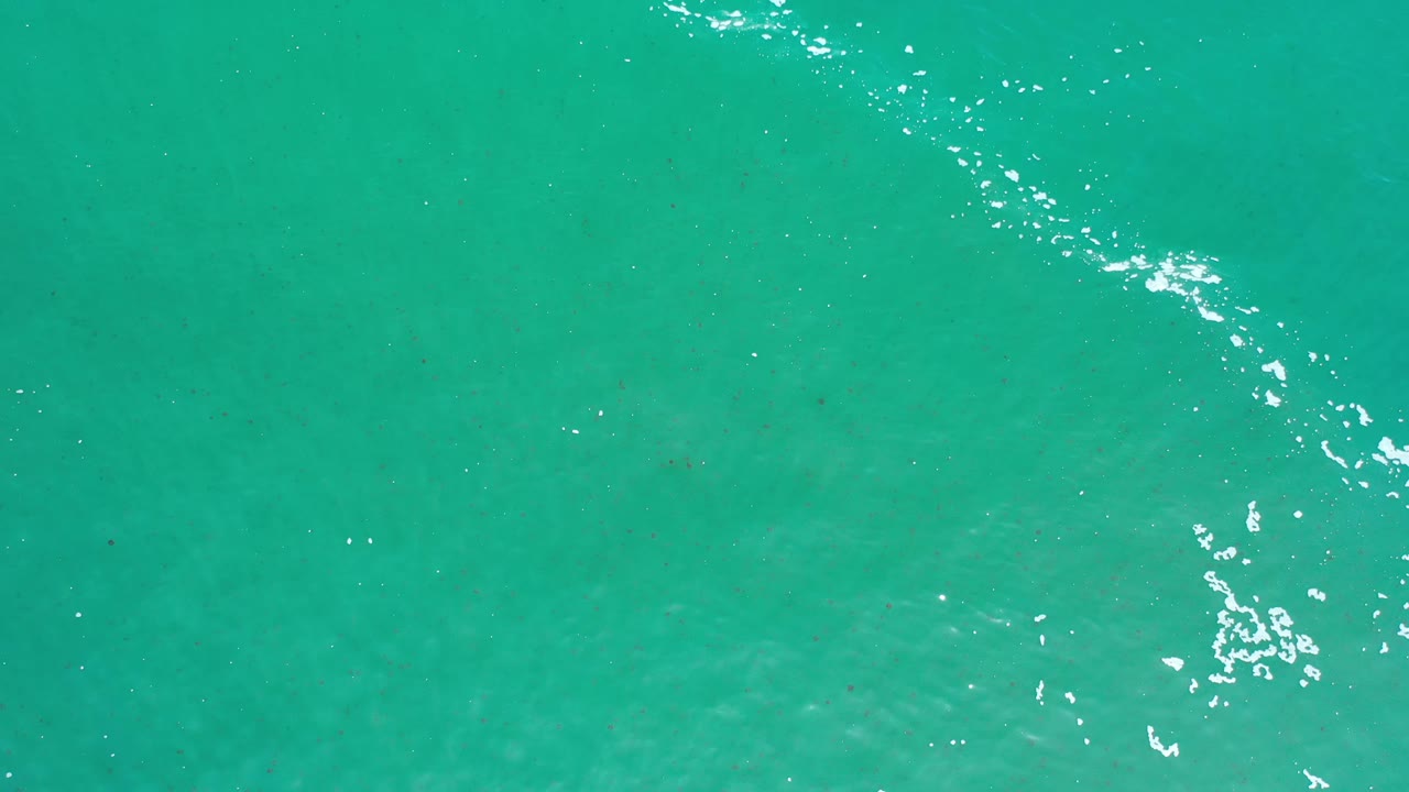 Los Cabos sea water fills the frame, with a diagonal band of bright white foam and sun reflection across the green surface, no visible people.