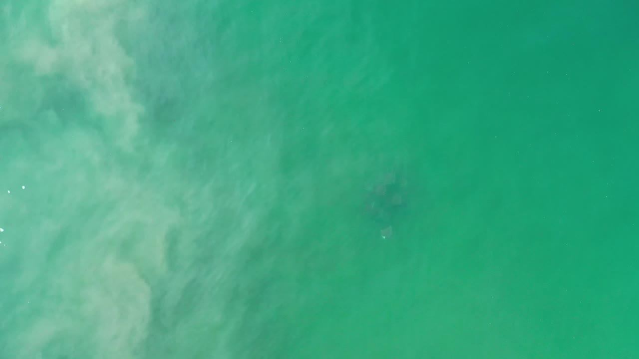 Sunlit green water with broad pale streaks