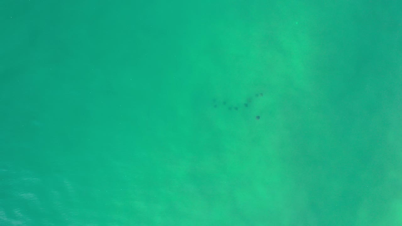 Blue-green ocean water in Los Cabos, Mexico fills the first frame, with faint pale patches below the surface and no visible people.