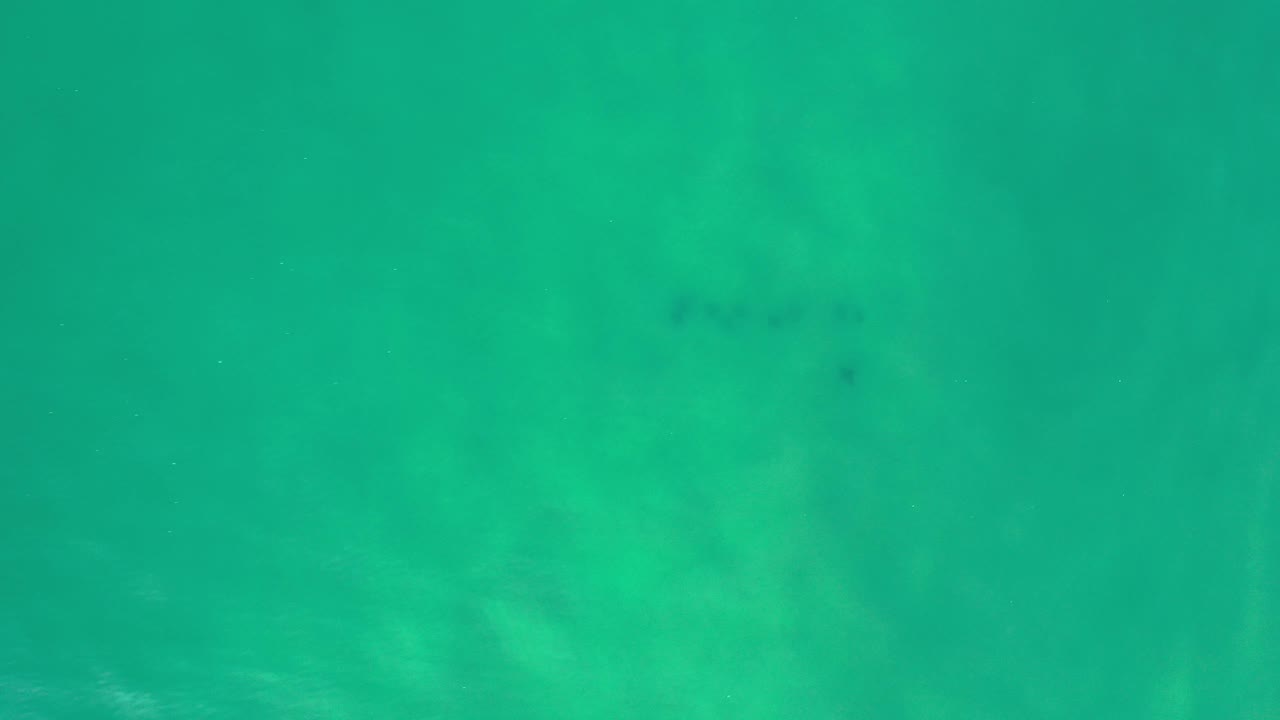 Green coastal water seen from above with subtle ripples and dark marks.