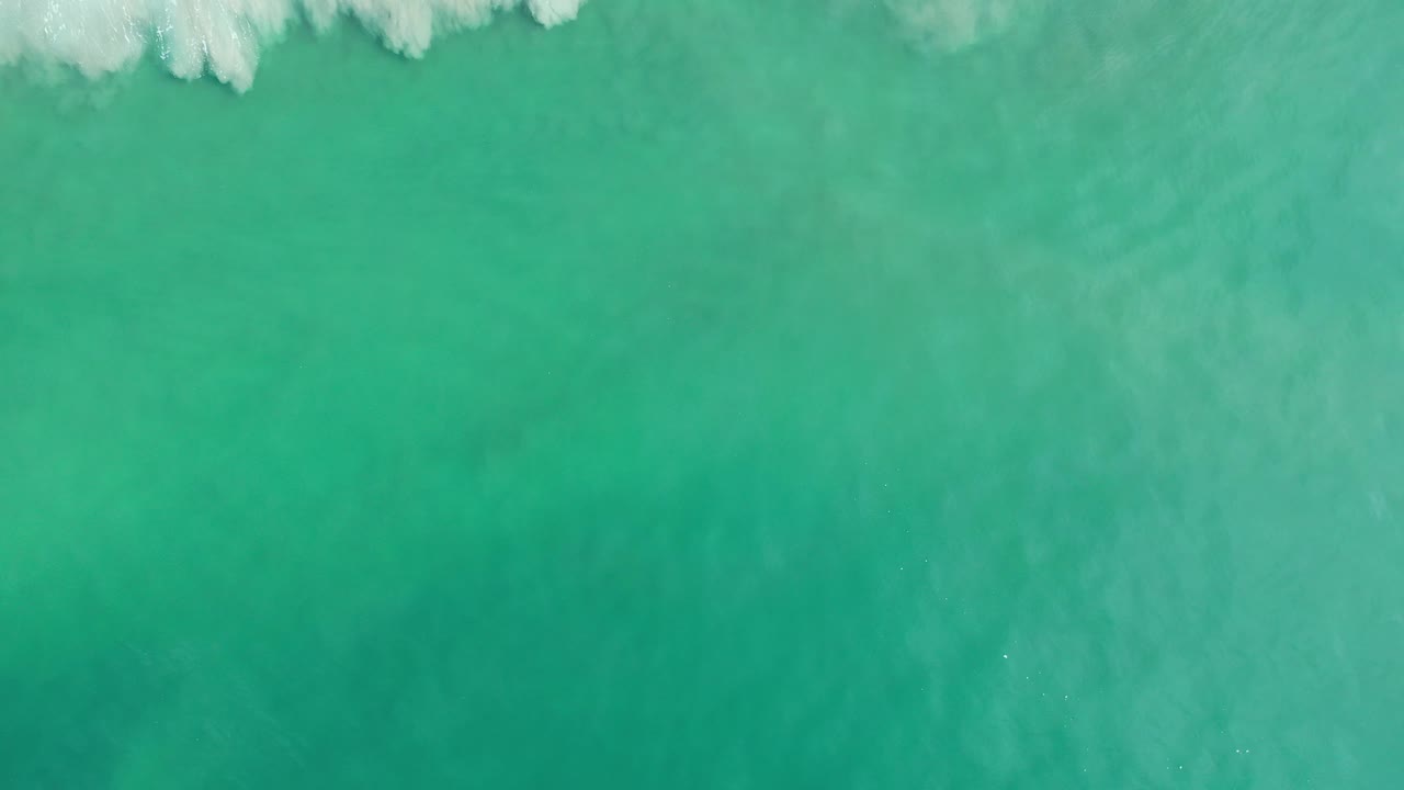 Top-down ocean surface with white surf foam across the upper edge.