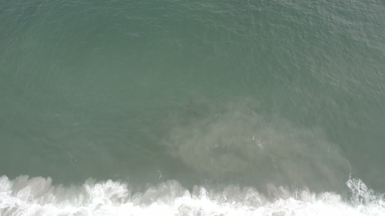 Gray-blue water with pale turbulence and foaming waves near the bottom.