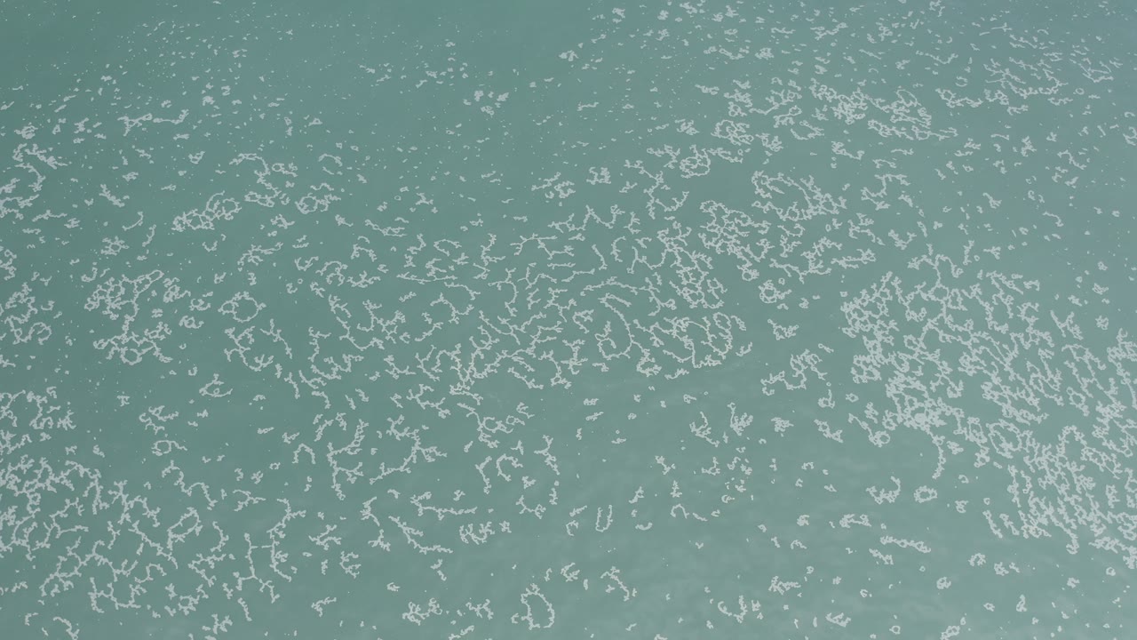 Overhead ocean surface with white foam flecks.