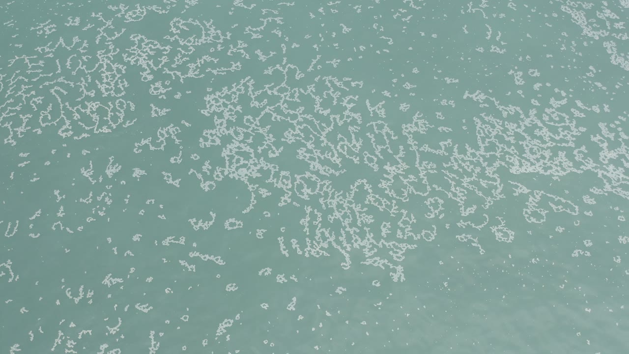 Foam-like white lines over turquoise green water