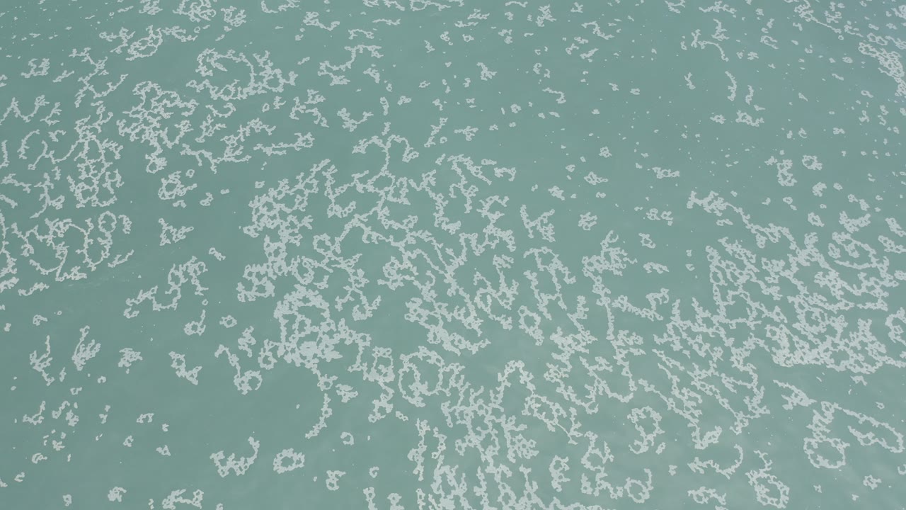 Dense white sea foam over muted blue-green water
