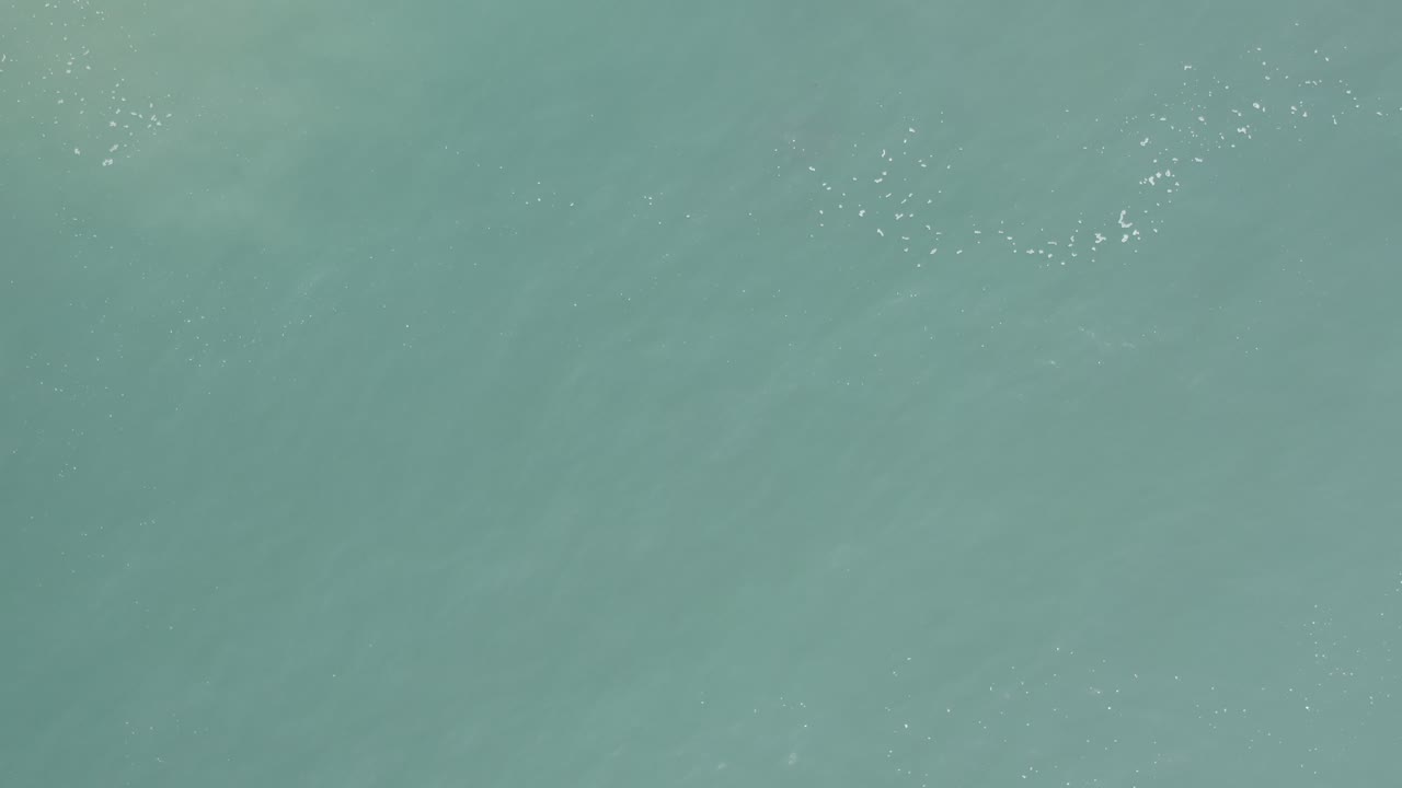 Pale blue-green ocean in Los Cabos, Mexico shows a loose cluster of sunlight highlights across the upper water surface, with no visible people.