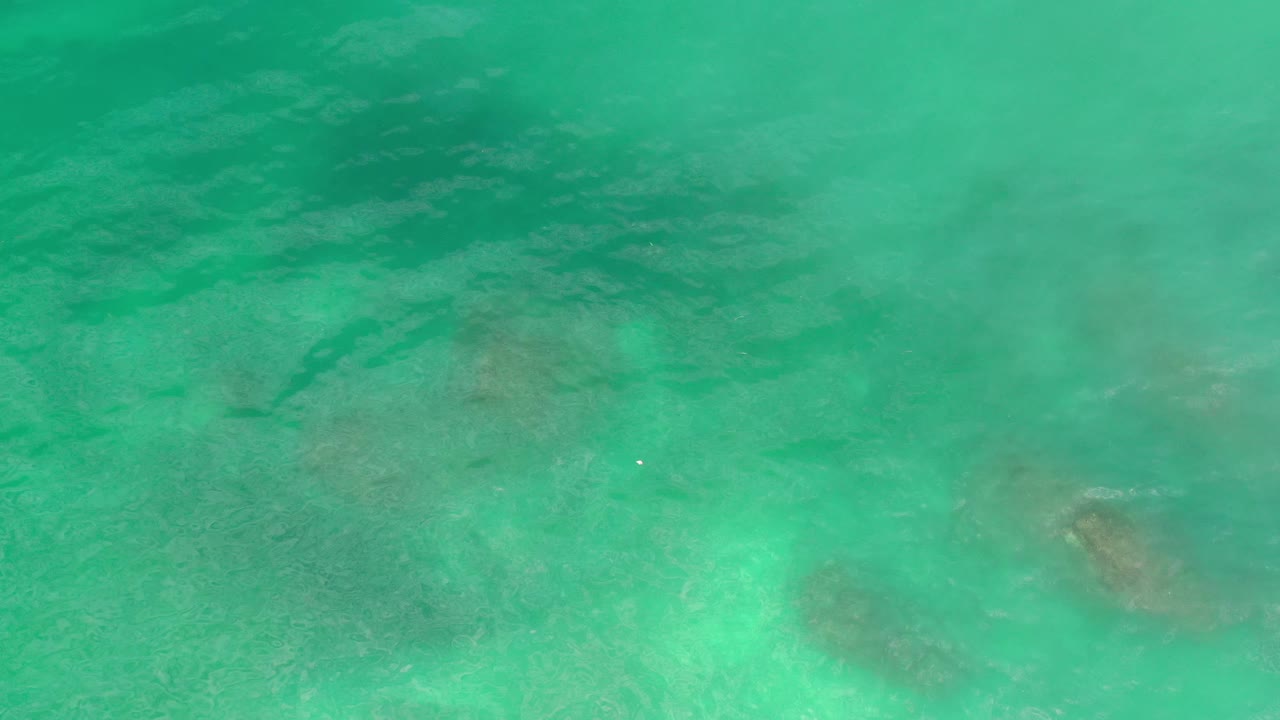 Rippling green ocean water with soft dark areas underneath.