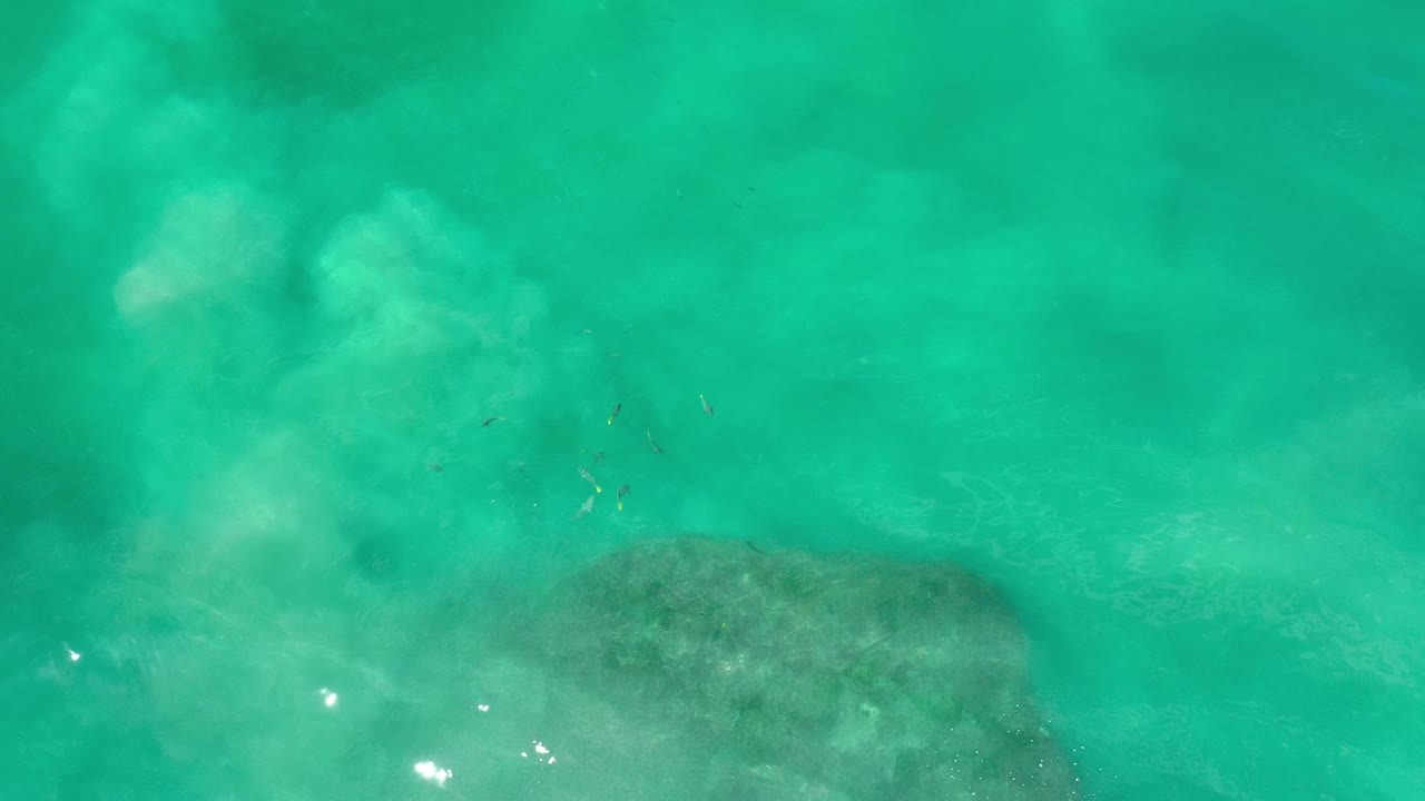 Bright turquoise water with pale cloudy flow
