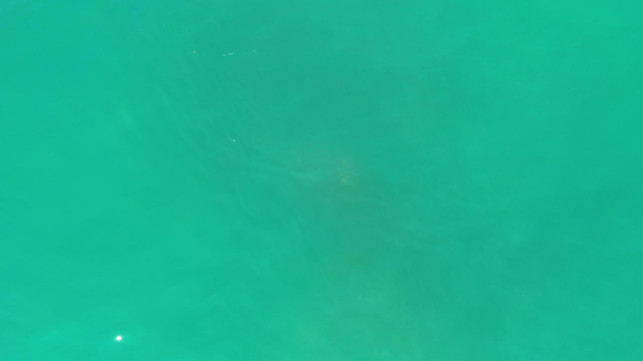 Clear turquoise ocean water in Los Cabos fills the first frame, with faint darker patches under the surface and no visible people.
