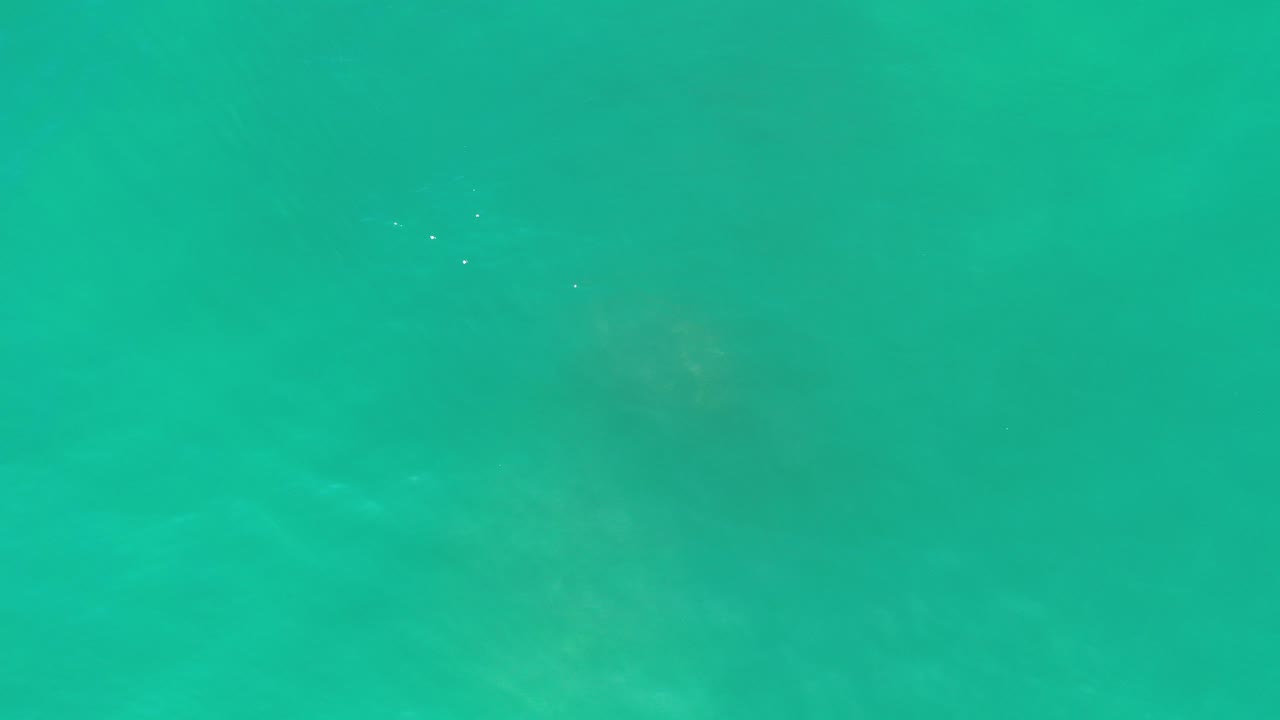 Overhead turquoise water in Los Cabos, Mexico, with faint submerged shapes and no visible people at the start of the clip.