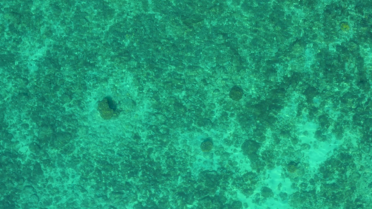 Top-down aerial water frame from El Sargento La Ventana, Mexico, with a darker patch near the lower left and no visible people.