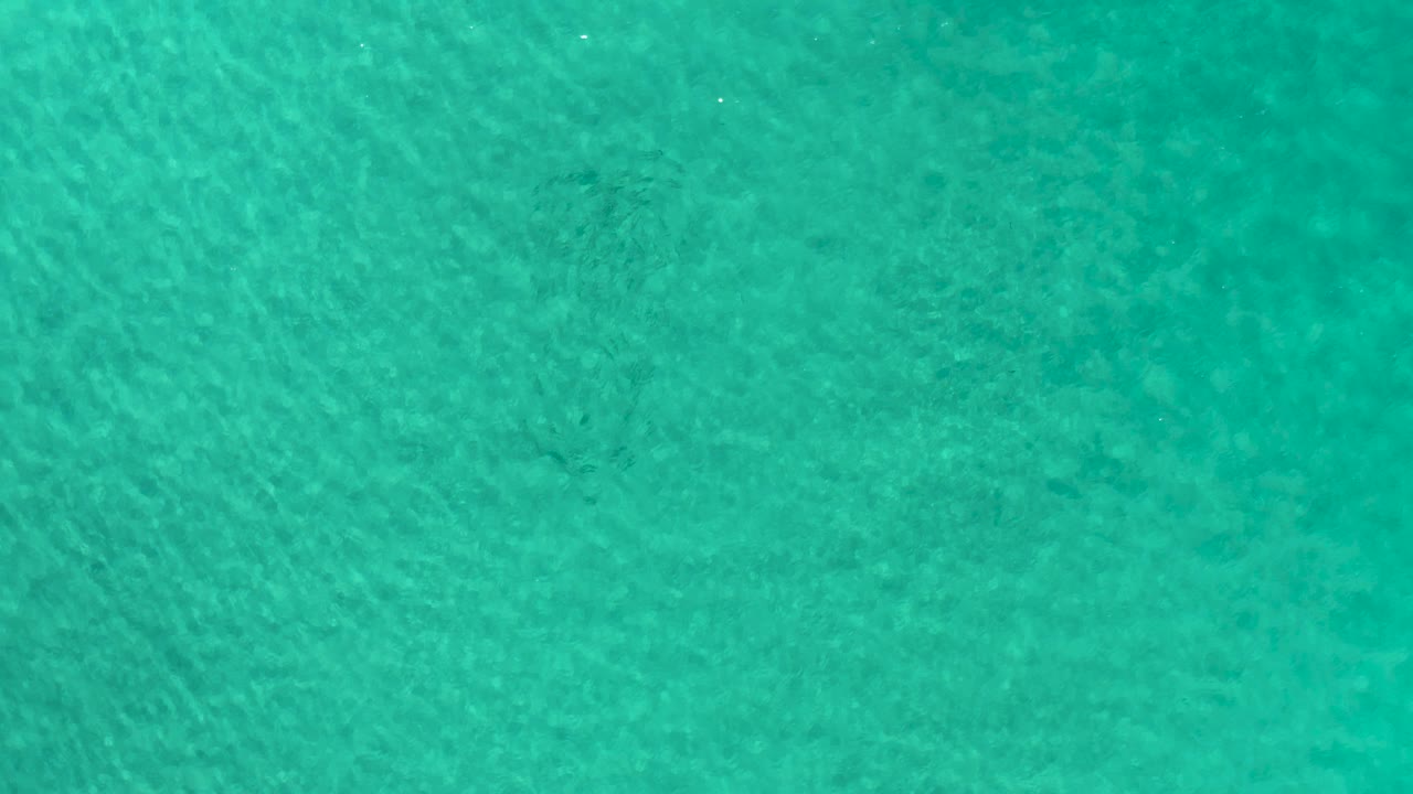 Overhead turquoise ocean water with faint darker patches below the surface.