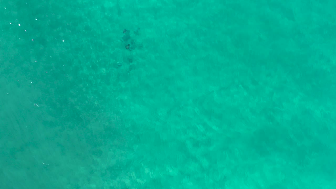 Turquoise ocean water fills the frame in Los Cabos, with faint underwater patches and no visible people at the start of the clip.