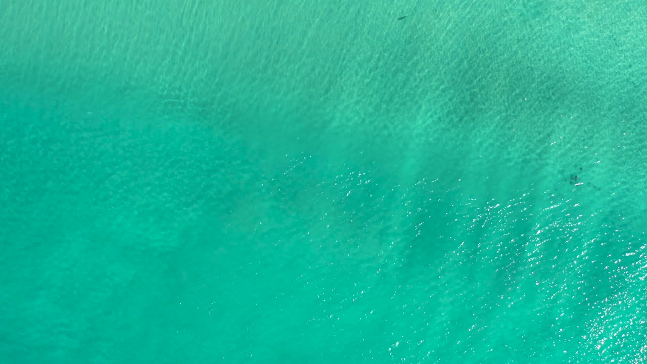 Overhead Los Cabos coastal water with a pale shallow band near the upper edge, turquoise ripples below it, and no visible people.