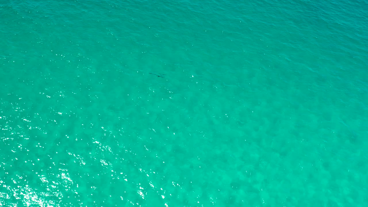 Turquoise sea surface in Los Cabos, Mexico, with brighter sun sparkle toward the right side and no visible people.