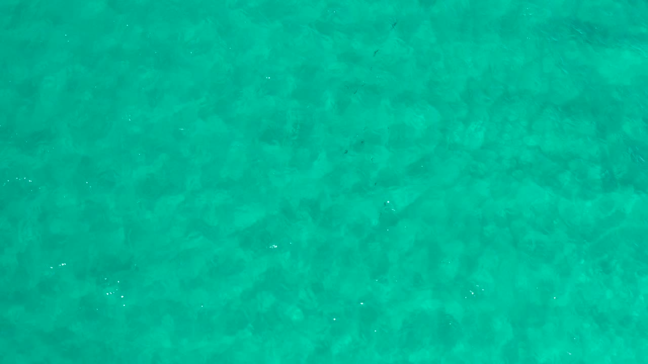 Bright overhead view of green-blue ocean water in Los Cabos, Mexico, with soft ripples and no visible people.