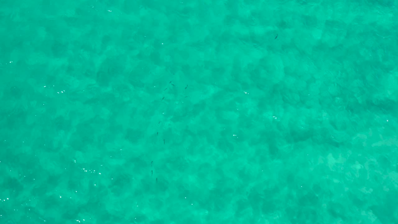 Aerial frame of emerald ocean surface in Los Cabos, Mexico, with scattered white light glints and no visible people.