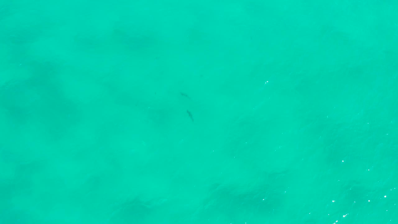 Aerial view of turquoise ocean water in San Jose Del Cabo, Mexico, with soft dark patches under the surface and no visible people.