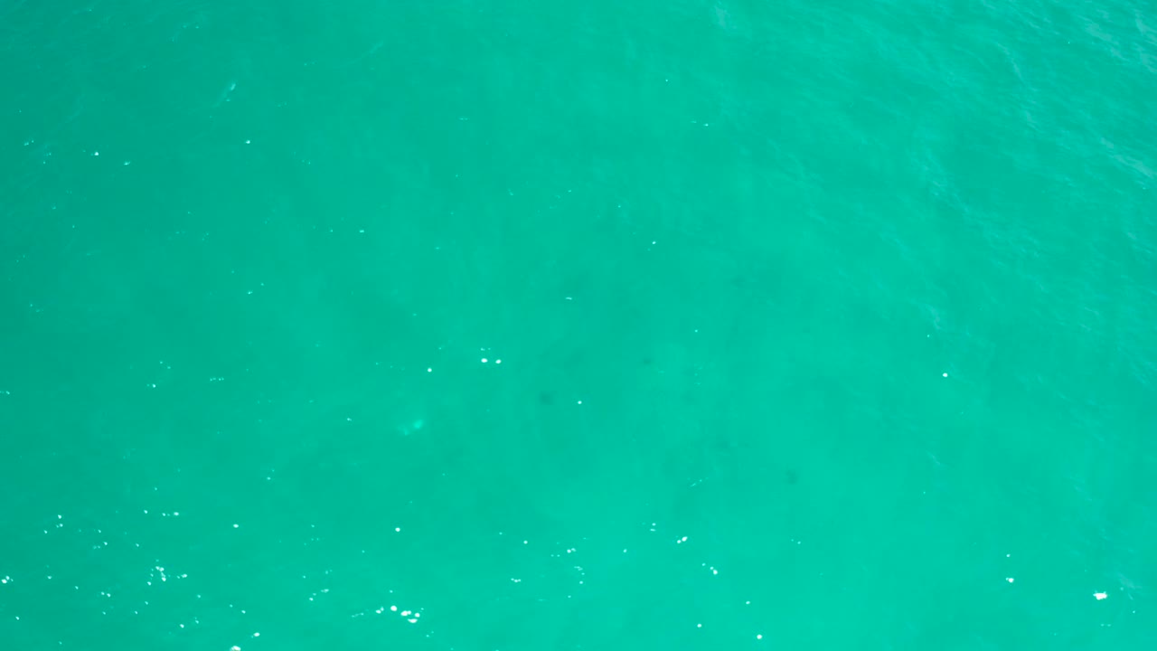 Aerial frame of bright blue ocean in San Jose del Cabo, Mexico, with scattered white glints and no visible people or shoreline.