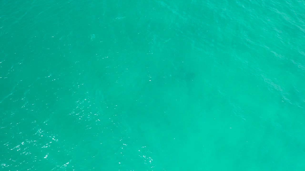 Aerial-style view of green-blue water in San Jose Del Cabo with muted darker patches beneath the surface and no visible people.