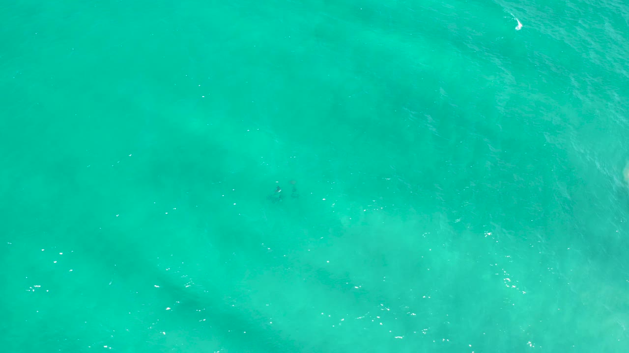 Top-down view of turquoise sea water in San Jose Del Cabo with pale underwater sand patterns and no visible people.