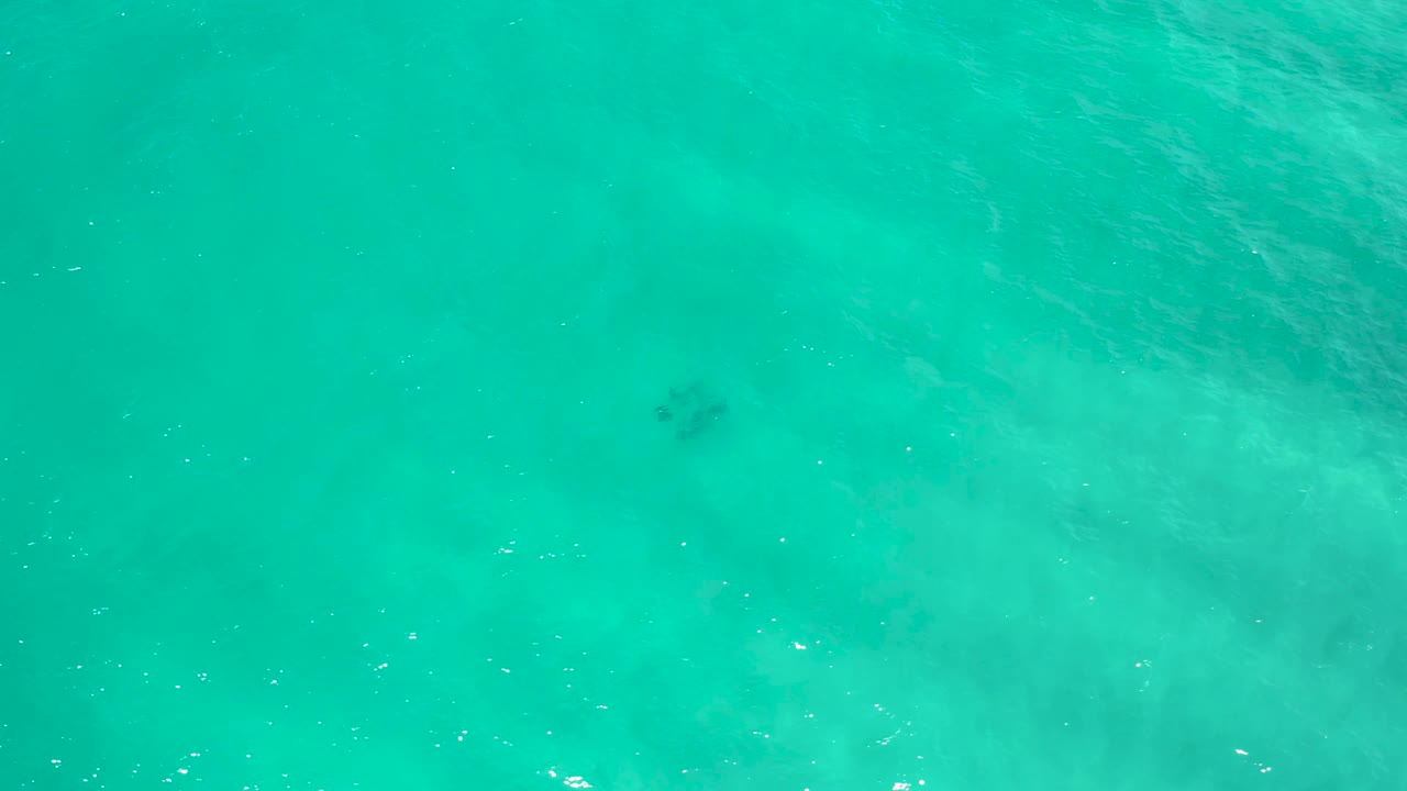 Aerial view of turquoise water in San Jose del Cabo, Mexico, with light wave streaks crossing the frame and no visible people.