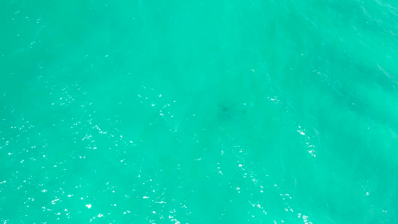 Clear green-blue water with faint darker patches below