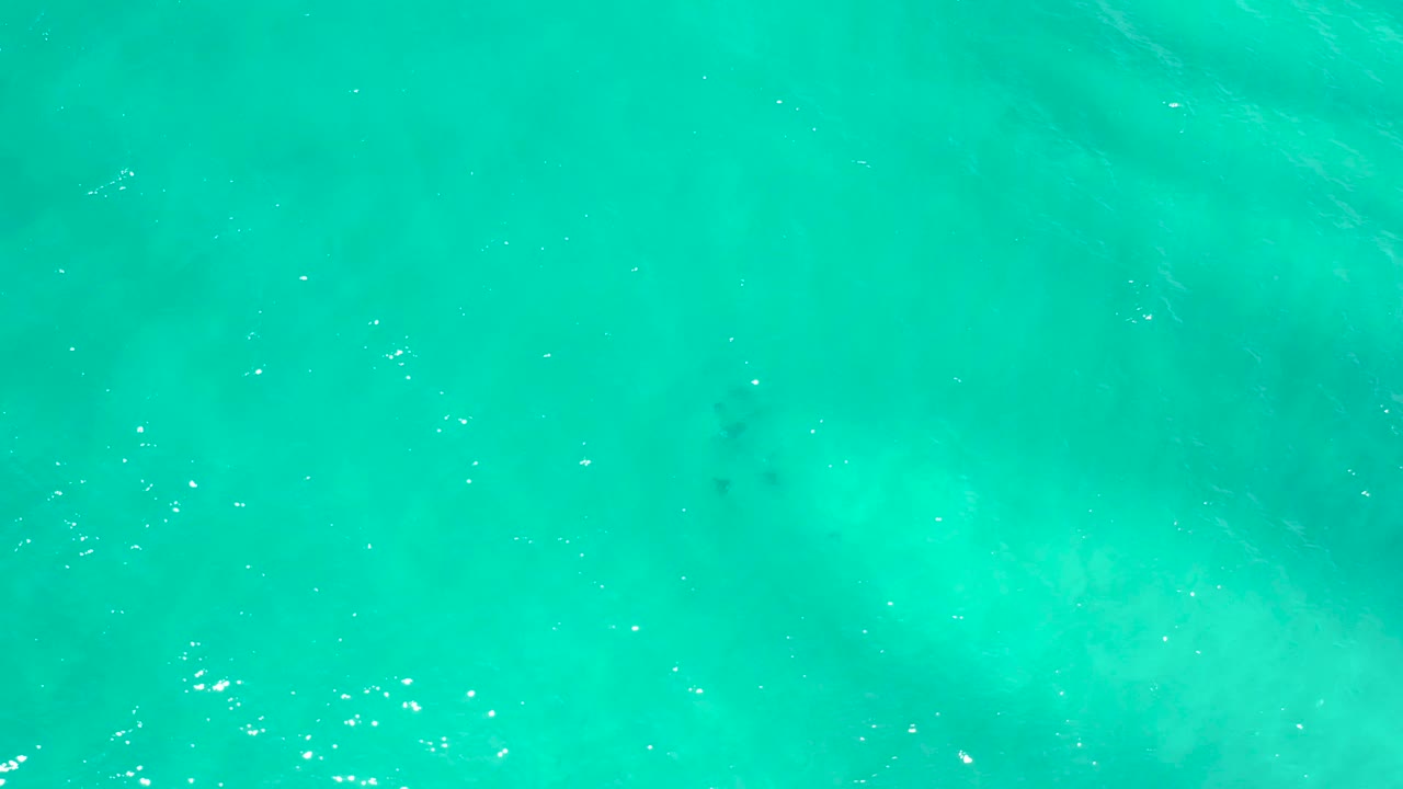Bright aqua ocean water in San Jose Del Cabo, Mexico, with soft cloudy underwater shapes, scattered white glints, and no visible people.