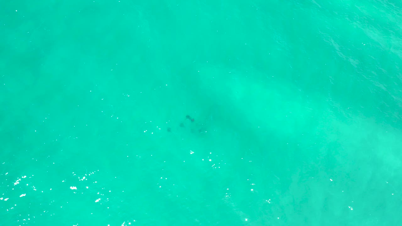 Overhead view of turquoise ocean water in San Jose del Cabo, Mexico, with pale underwater wave patterns and no visible people.