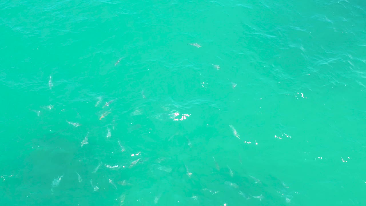 Bright turquoise ocean water in Laguna Beach, Baja California Sur, with pale streaks across the surface and no visible people.