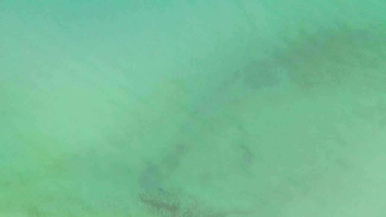 Top-down La Ribera water view with an even green surface, faint darker seabed marks, low-contrast ripples, and no visible people or vessels.