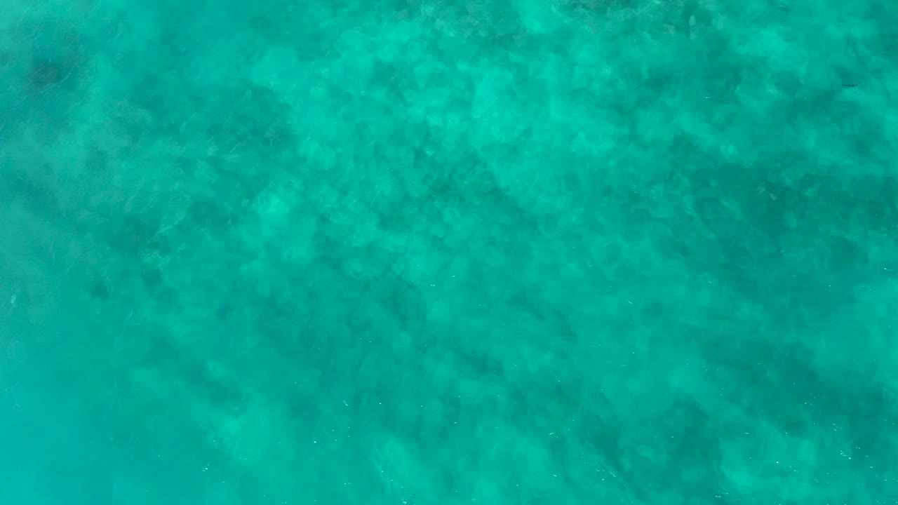 Top-down view of green ocean water at El Cardoncito, Baja California Sur, with darker submerged texture and no visible people.