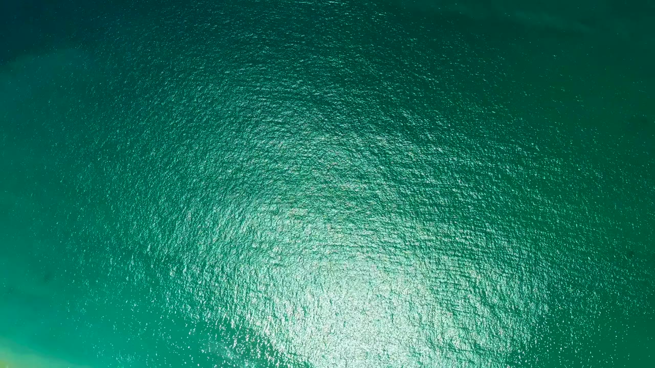 Rippling green ocean with sunlight across the surface