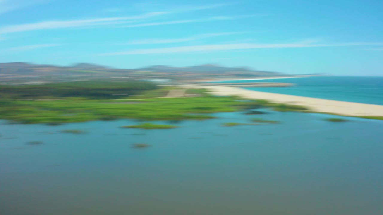 Aerial transition from coastal lagoon toward wetlands